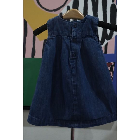 Toddler H&M Baby Girl's Jean Bow Dress Sleeveless A-Line Mini 9-12 Mo. - Picture 2 of 2
